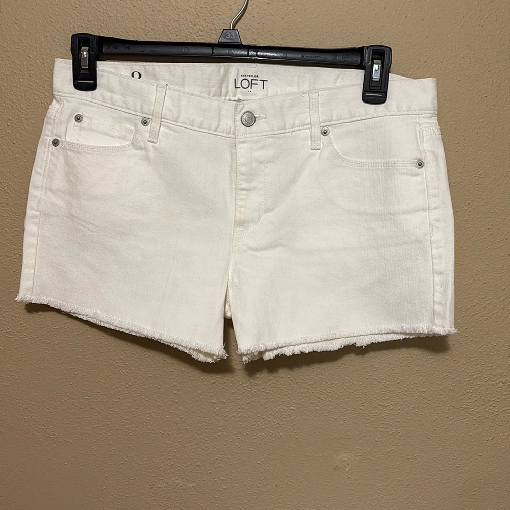 Ann Taylor Loft white denim shorts